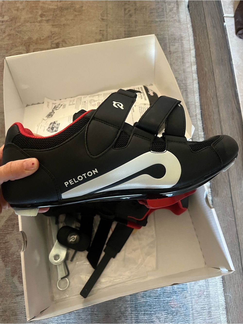 Peloton Men’s Cycling Shoes - Black with Red Accents